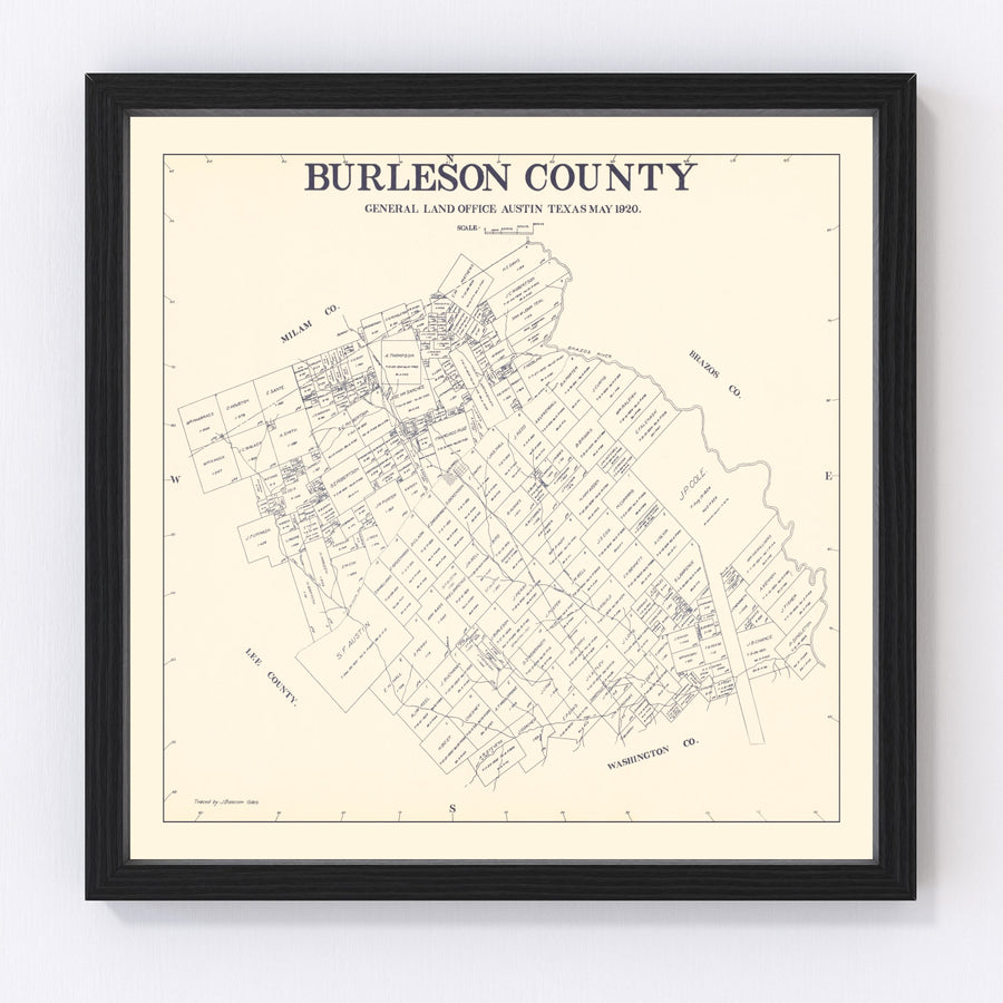 Burleson County Vintage Map 1920