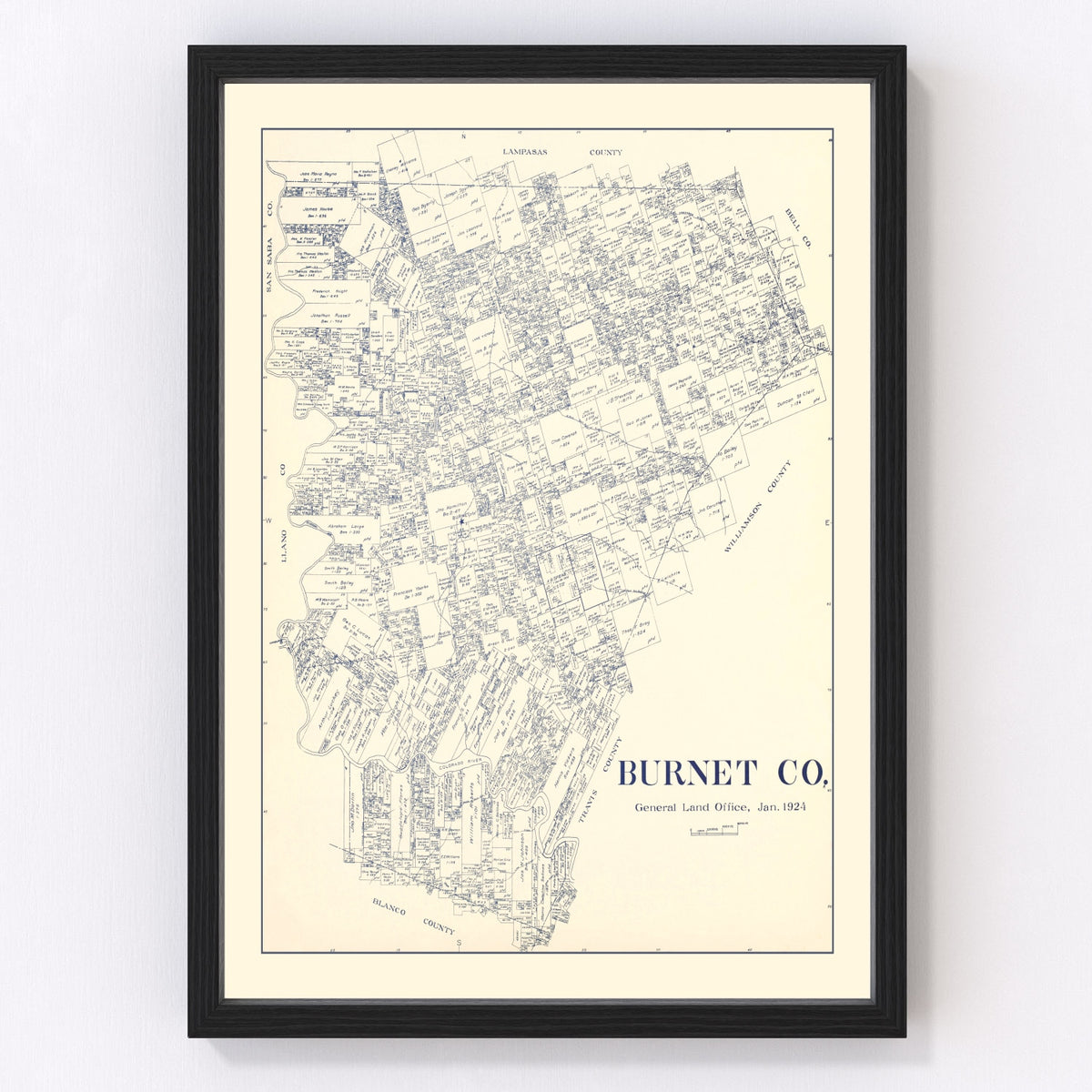 Burnet County Vintage Map 1924