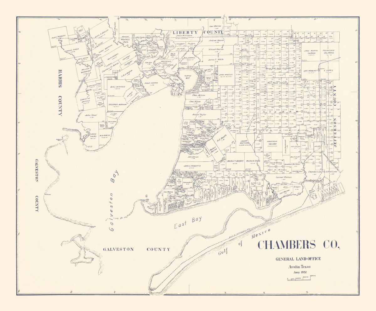 Preview of Vintage Map of Chambers County, Texas 1922