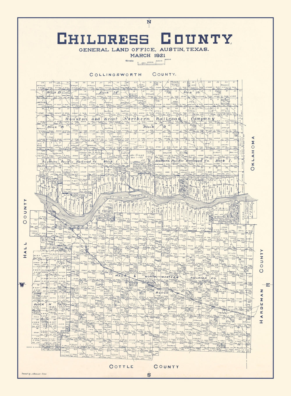Vintage Map of Childress County, Texas 1921 print style example