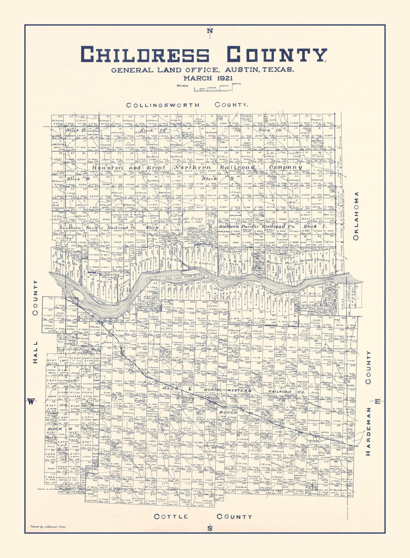Size comparison using Vintage Map of Childress County, Texas 1921