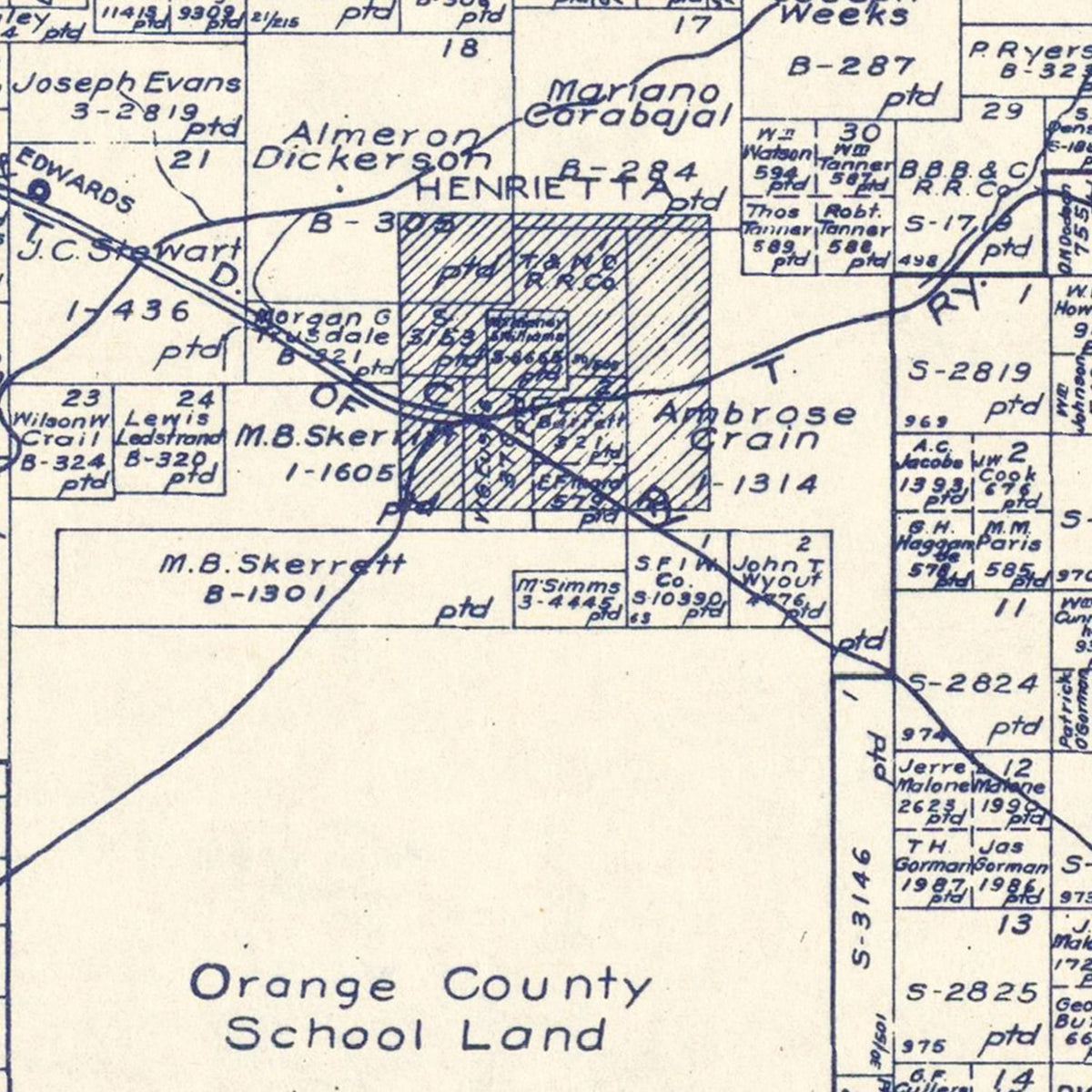 Restored historic details from the 1924 county map of Clay County, Texas