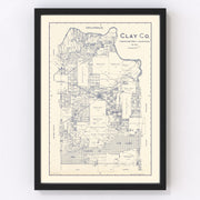 Clay County Vintage Map 1924
