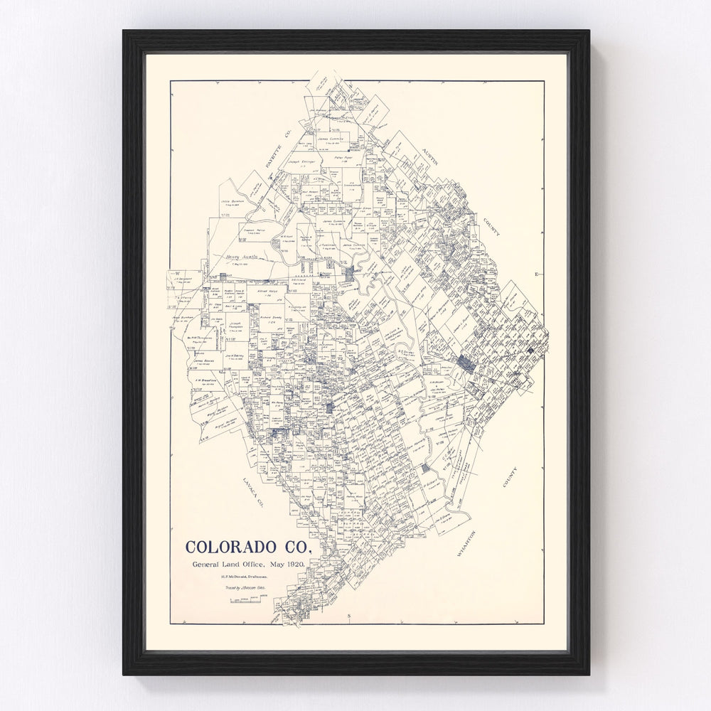 Colorado County Vintage Map 1920