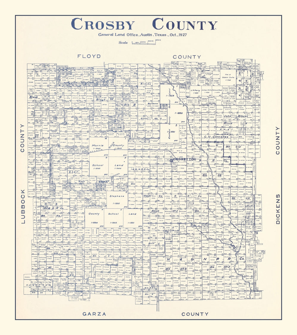 Vintage Map of Crosby County, Texas 1927 print style example