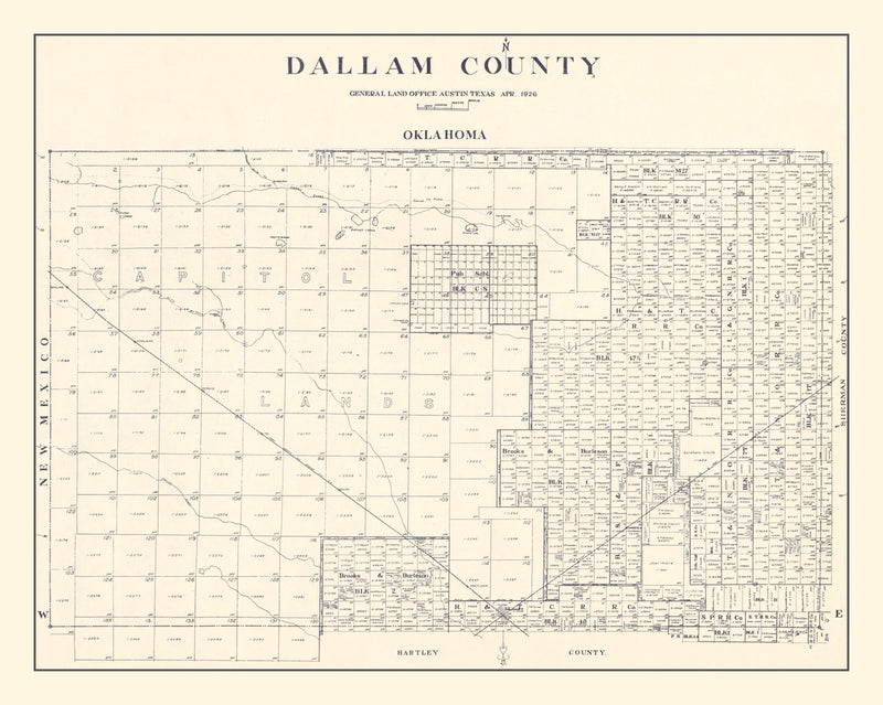 Size comparison using Vintage Map of Dallam County, Texas 1926
