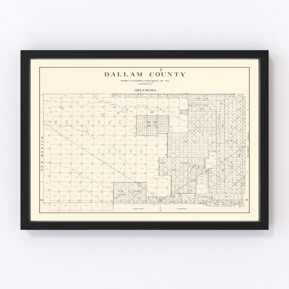 Dallam County Vintage Map 1926