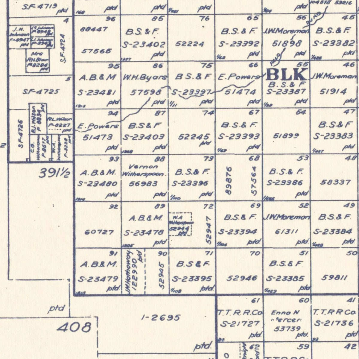 Restored historic details from the 1926 county map of Deaf Smith County, Texas