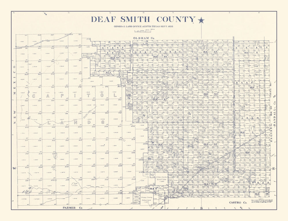 Vintage Map of Deaf Smith County, Texas 1926 print style example