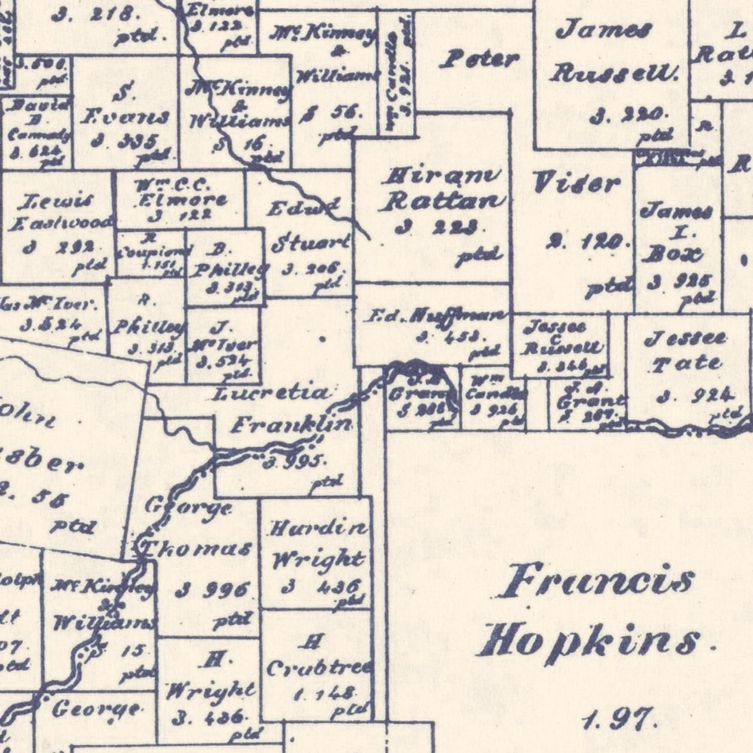 Restored historic details from the 1927 county map of Delta County, Texas