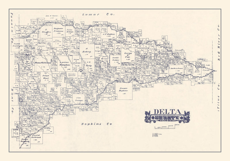 Size comparison using Vintage Map of Delta County, Texas 1927