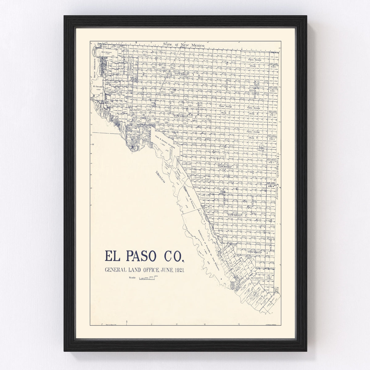 El Paso County Vintage Map 1921