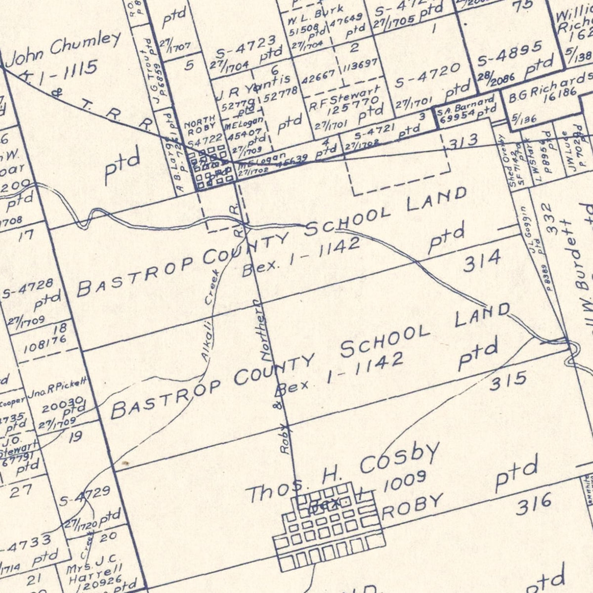 Restored historic details from the 1921 county map of Fisher County, Texas