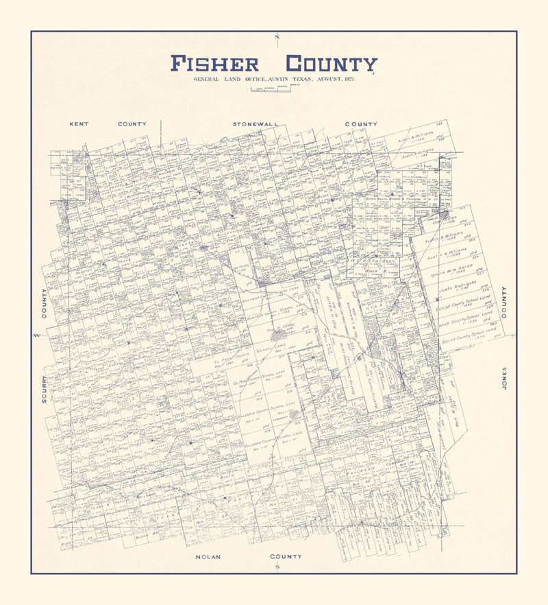 Size comparison using Vintage Map of Fisher County, Texas 1921