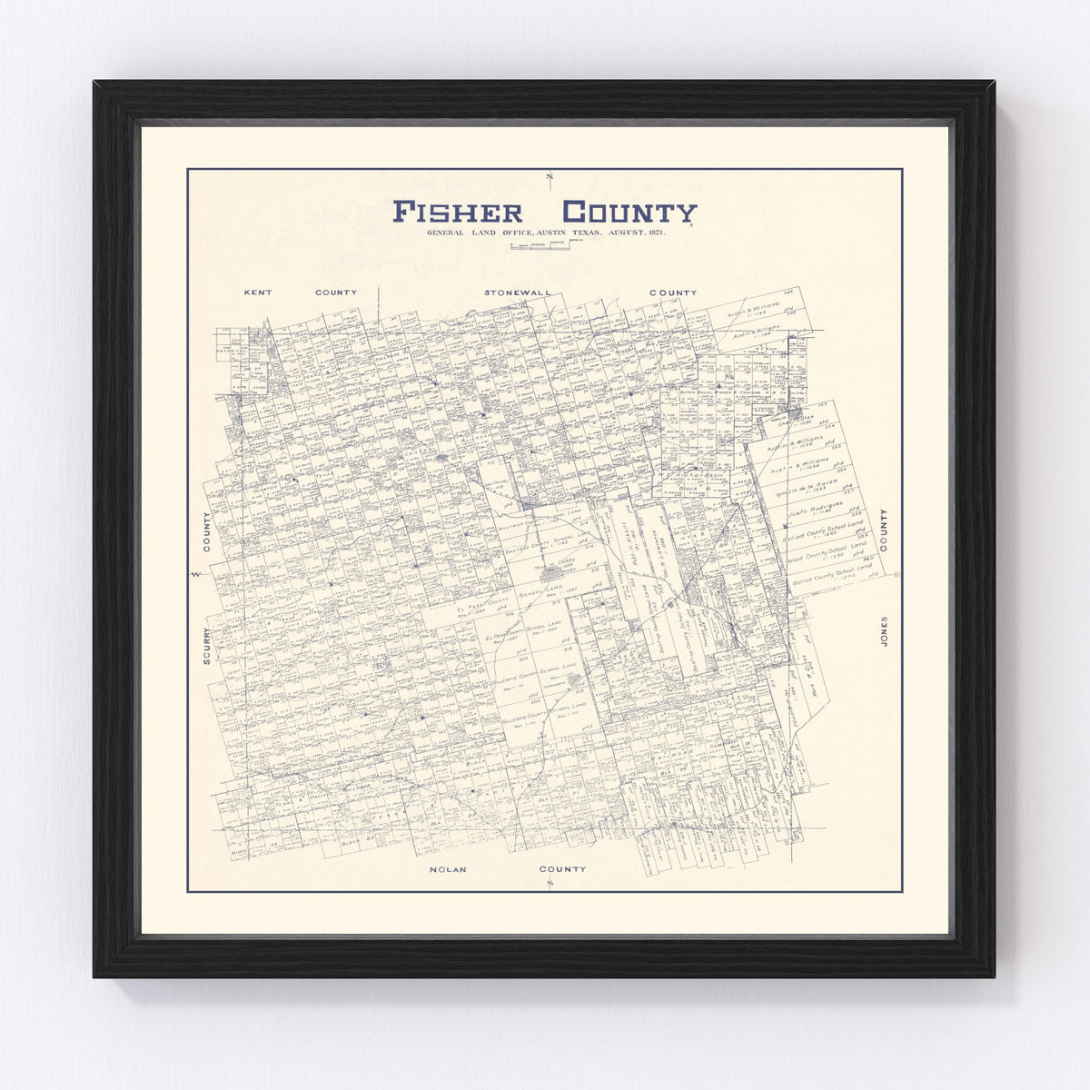 Fisher County Vintage Map 1921