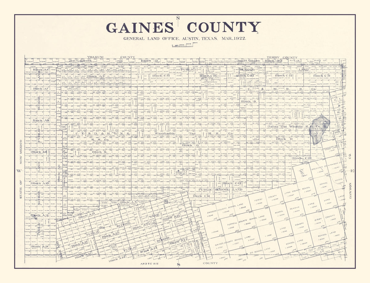 Preview of Vintage Map of Gaines County, Texas 1922