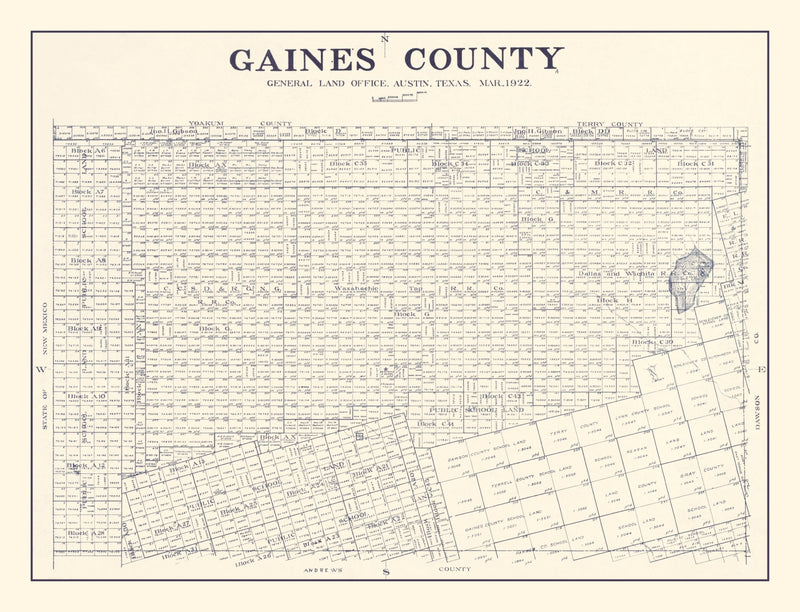 Size comparison using Vintage Map of Gaines County, Texas 1922