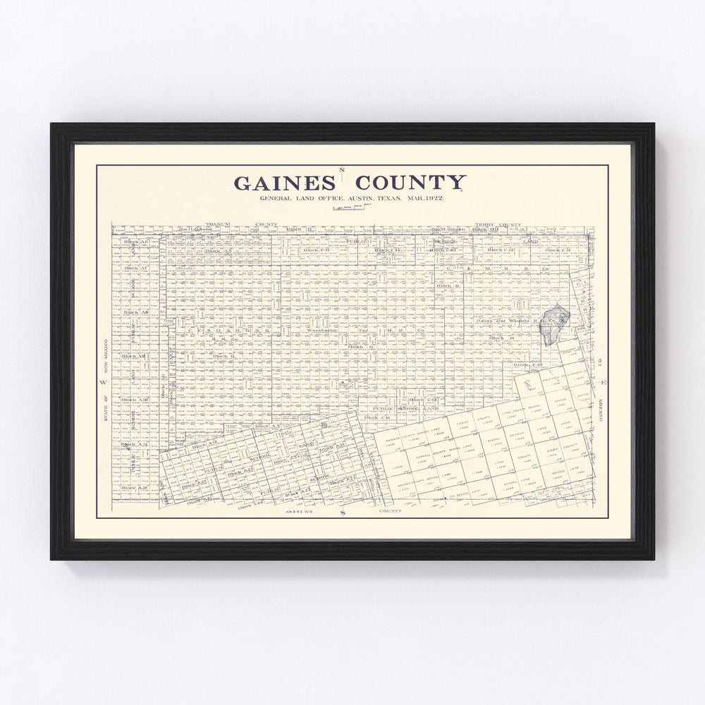 Gaines County Vintage Map 1922
