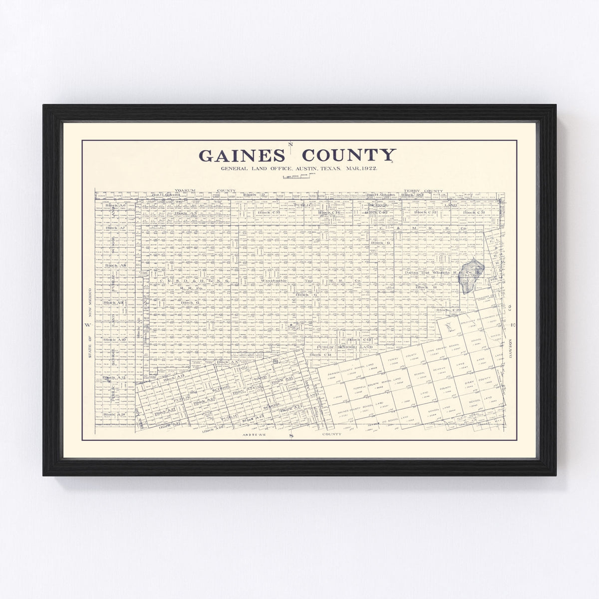 Gaines County Vintage Map 1922
