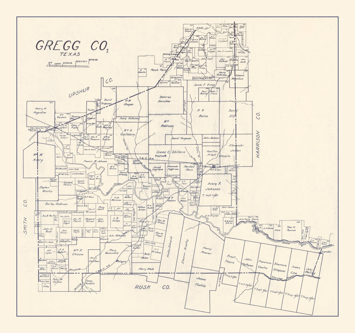Preview of Vintage Map of Gregg County, Texas 1927