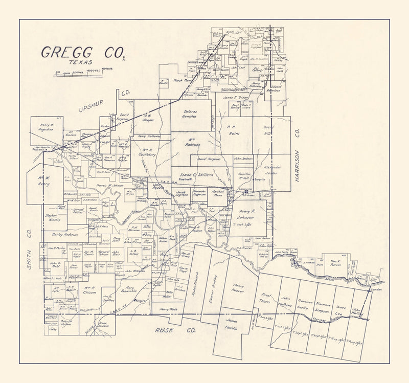Size comparison using Vintage Map of Gregg County, Texas 1927