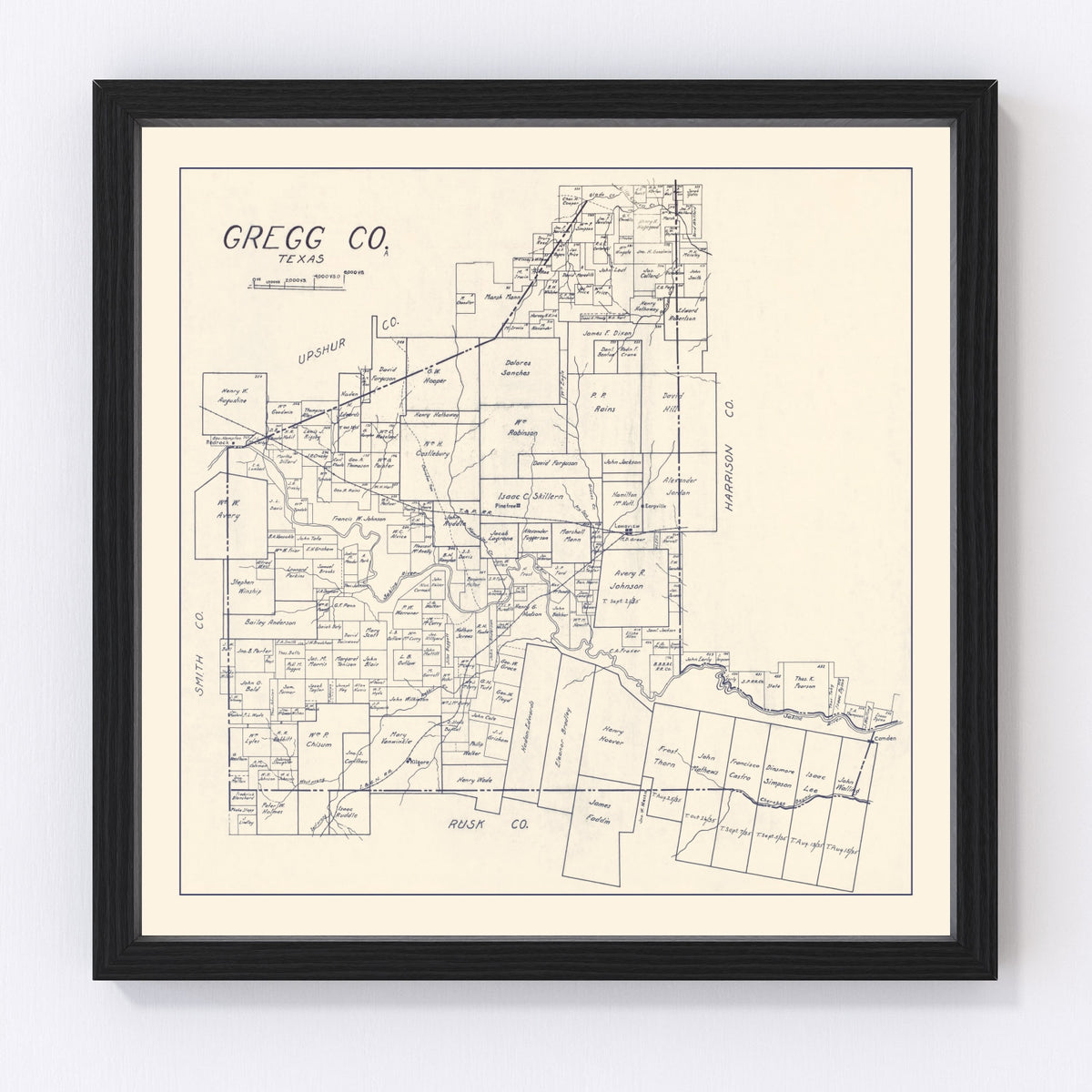 Gregg County Vintage Map 1927