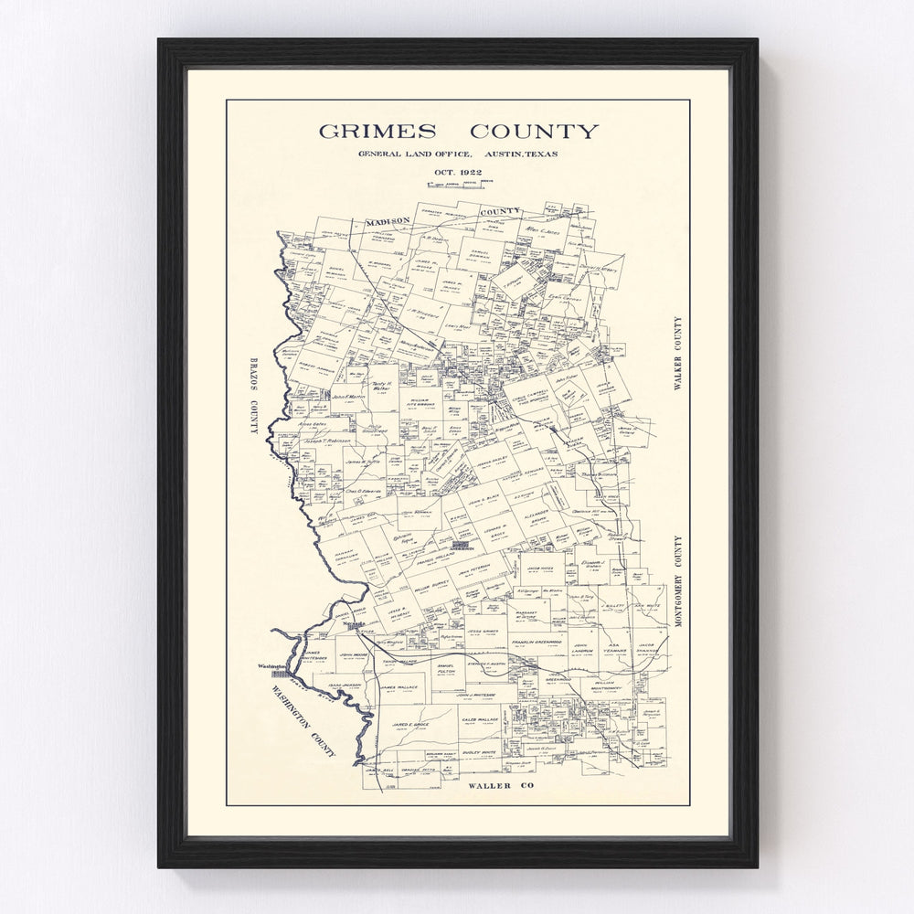 Grimes County Vintage Map 1922