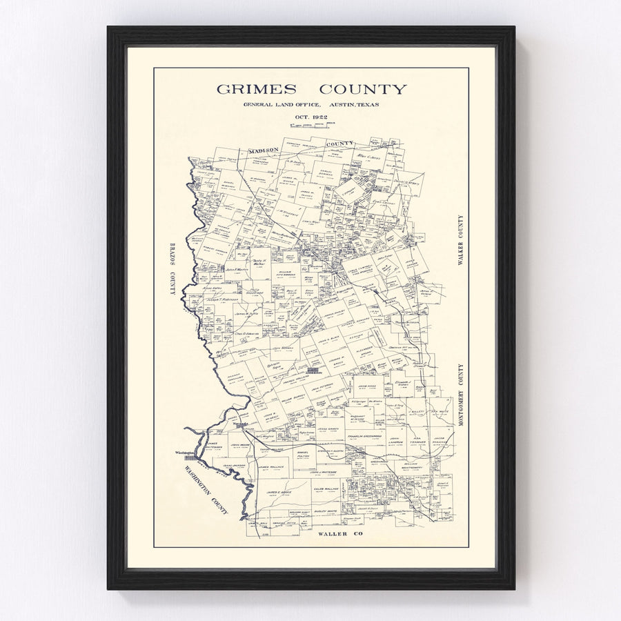 Grimes County Vintage Map 1922