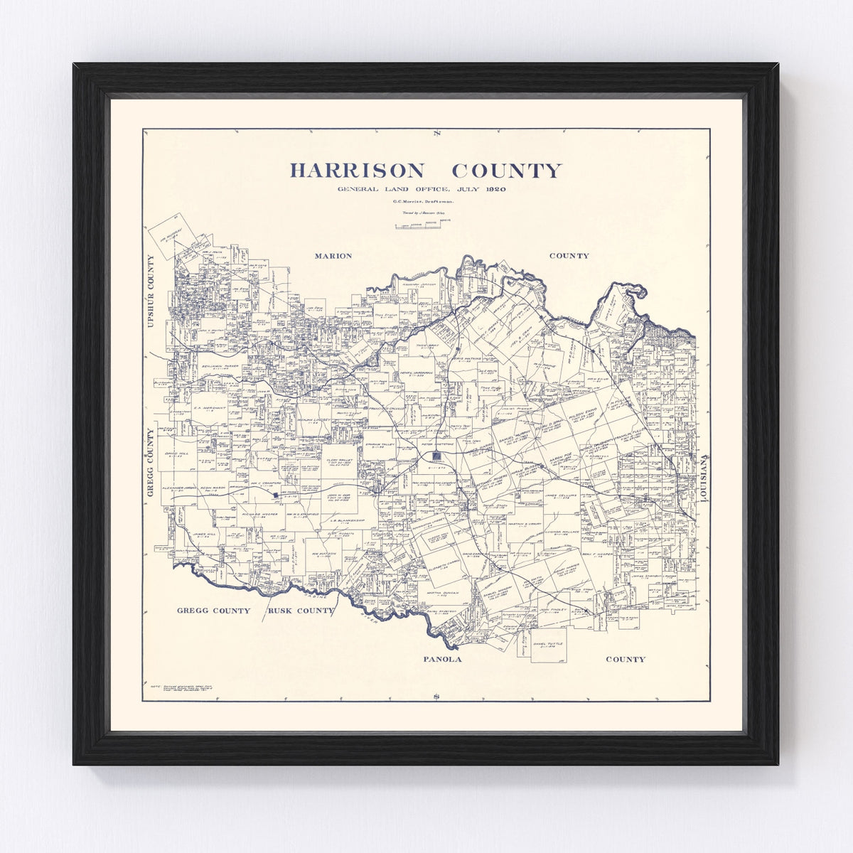Harrison County Vintage Map 1920
