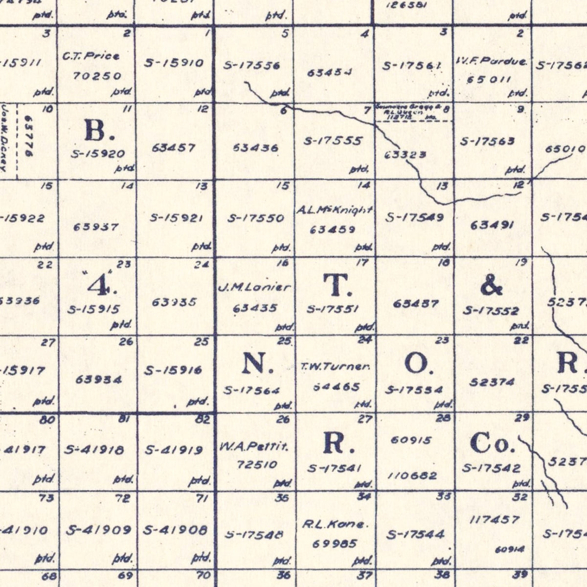 Restored historic details from the 1925 county map of Hartley County, Texas
