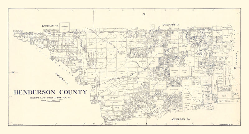 Size comparison using Vintage Map of Henderson County, Texas 1922