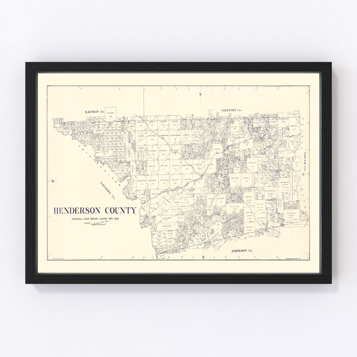 Henderson County Vintage Map 1922