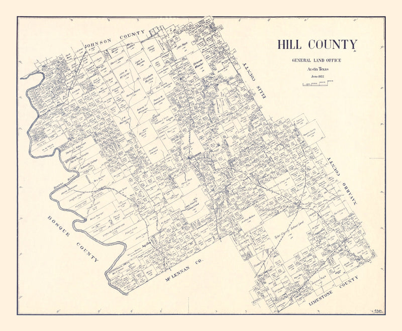 Size comparison using Vintage Map of Hill County, Texas 1922