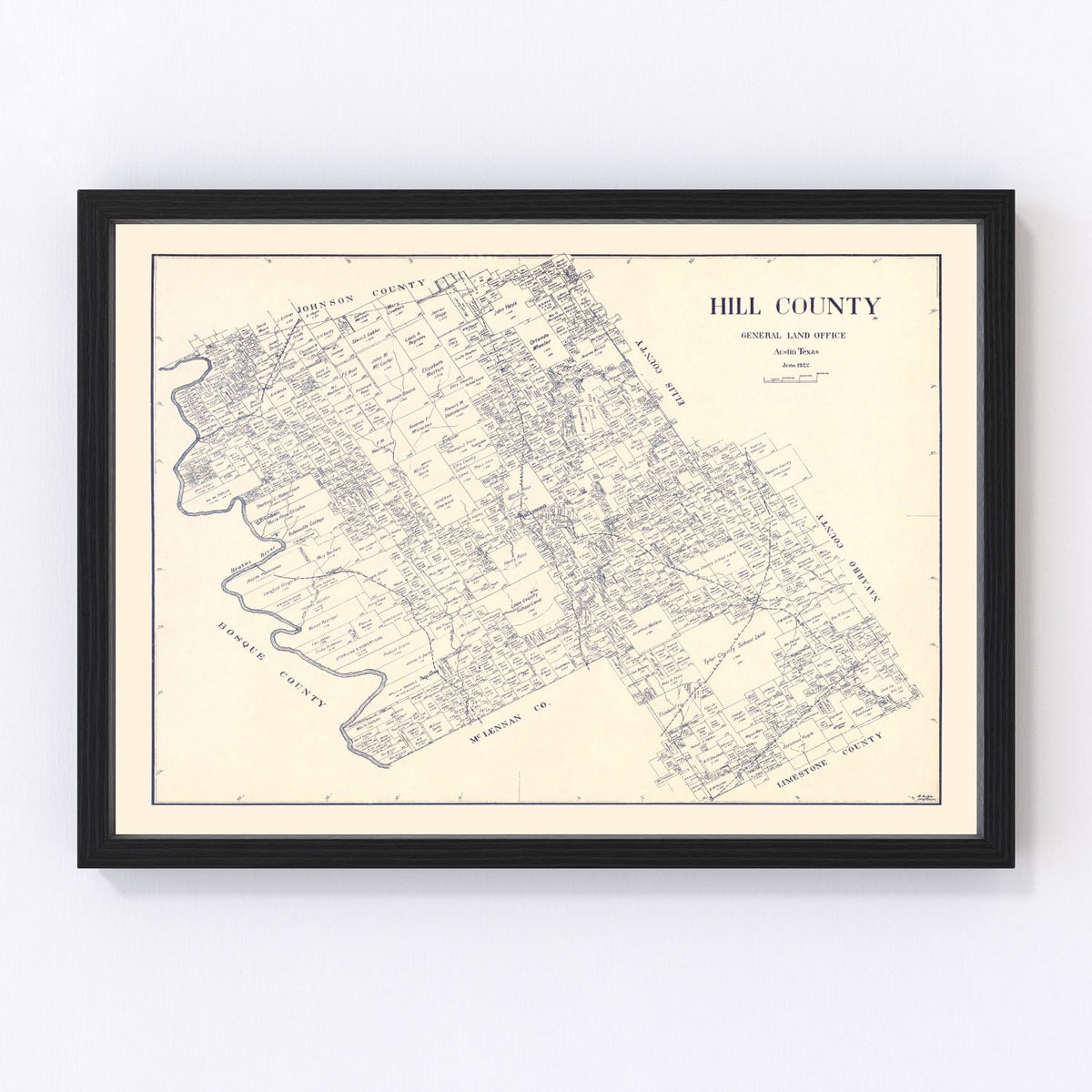 Hill County Vintage Map 1922