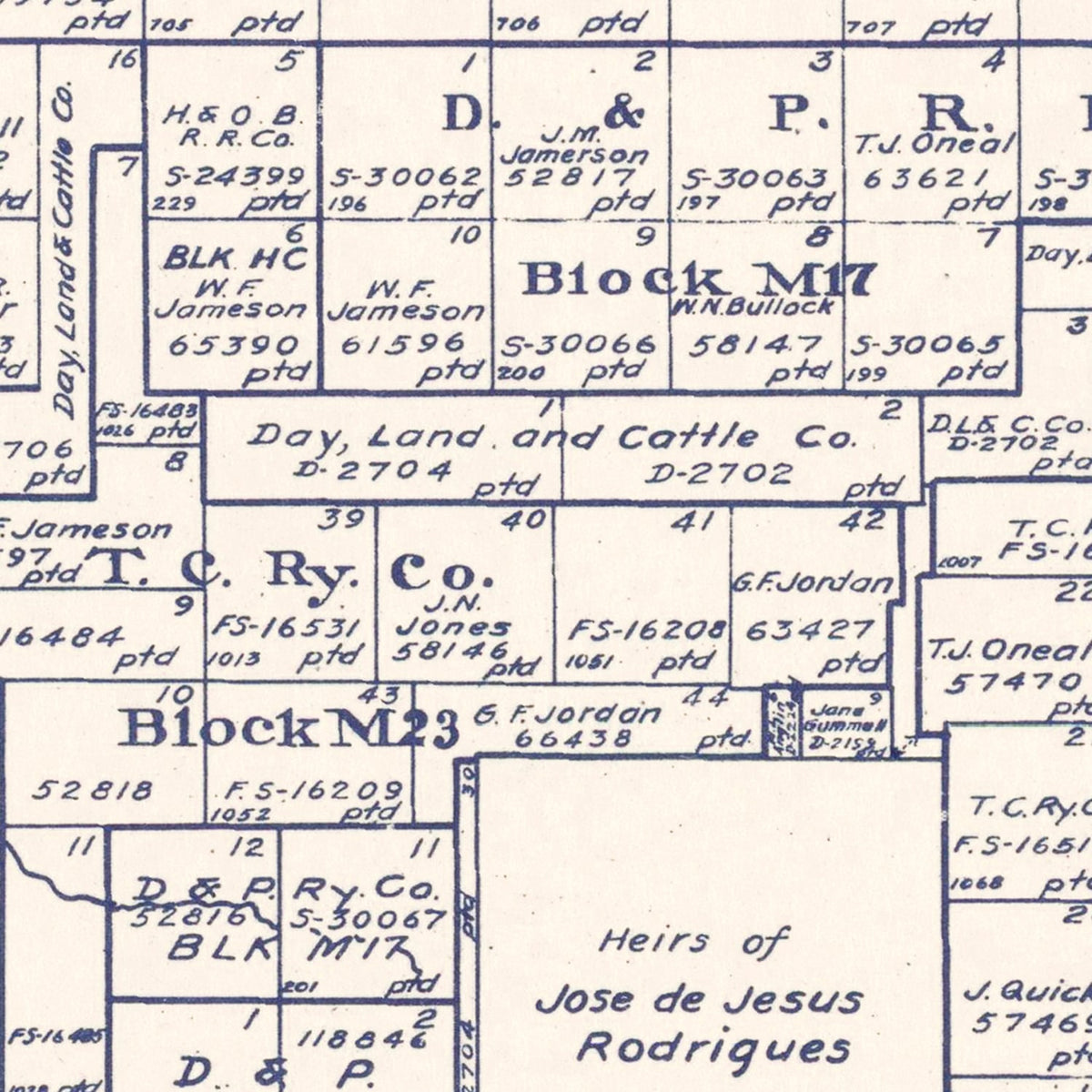 Restored historic details from the 1922 county map of Hutchinson County, Texas
