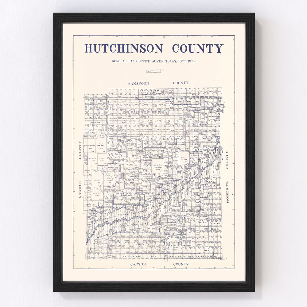 Hutchinson County Vintage Map 1922