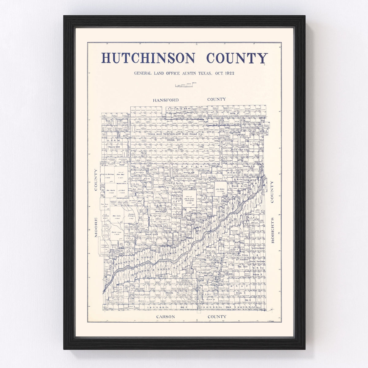Hutchinson County Vintage Map 1922