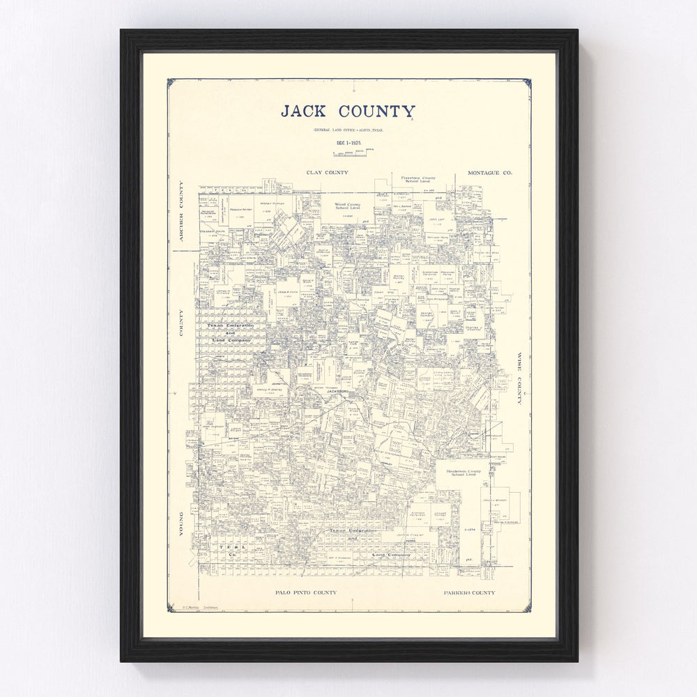 Jack County Vintage Map 1925