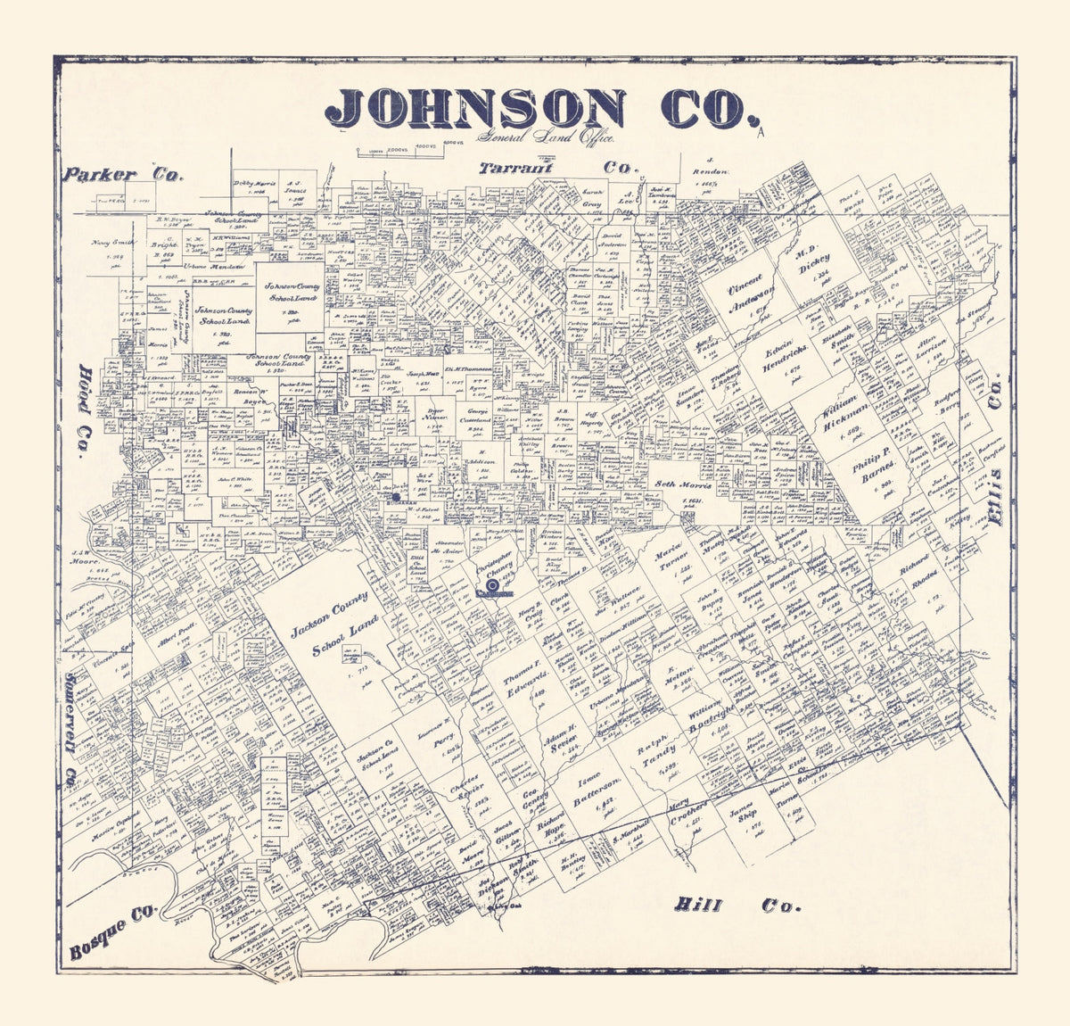 Preview of Vintage Map of Johnson County, Texas 1927