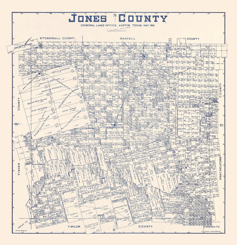 Size comparison using Vintage Map of Jones County, Texas 1921