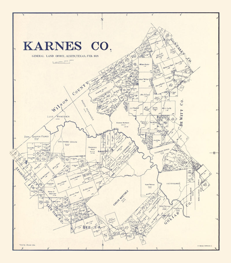 Size comparison using Vintage Map of Karnes County, Texas 1921