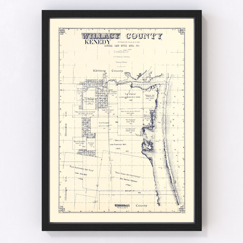 Kenedy County Vintage Map 1921