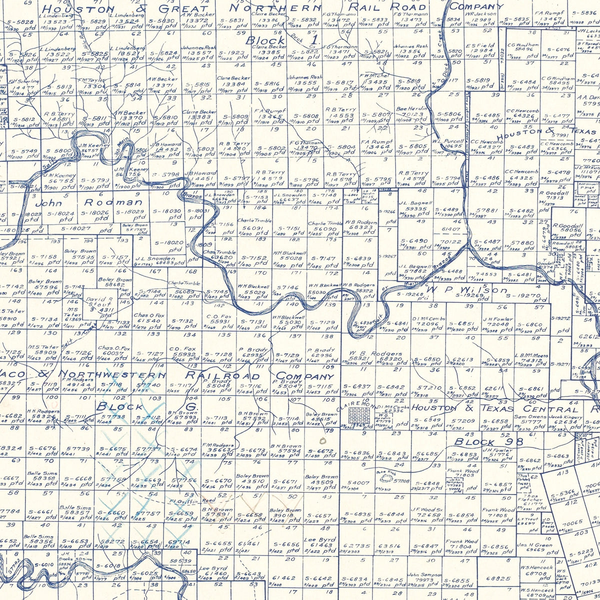 Restored historic details from the 1921 county map of Kent County, Texas