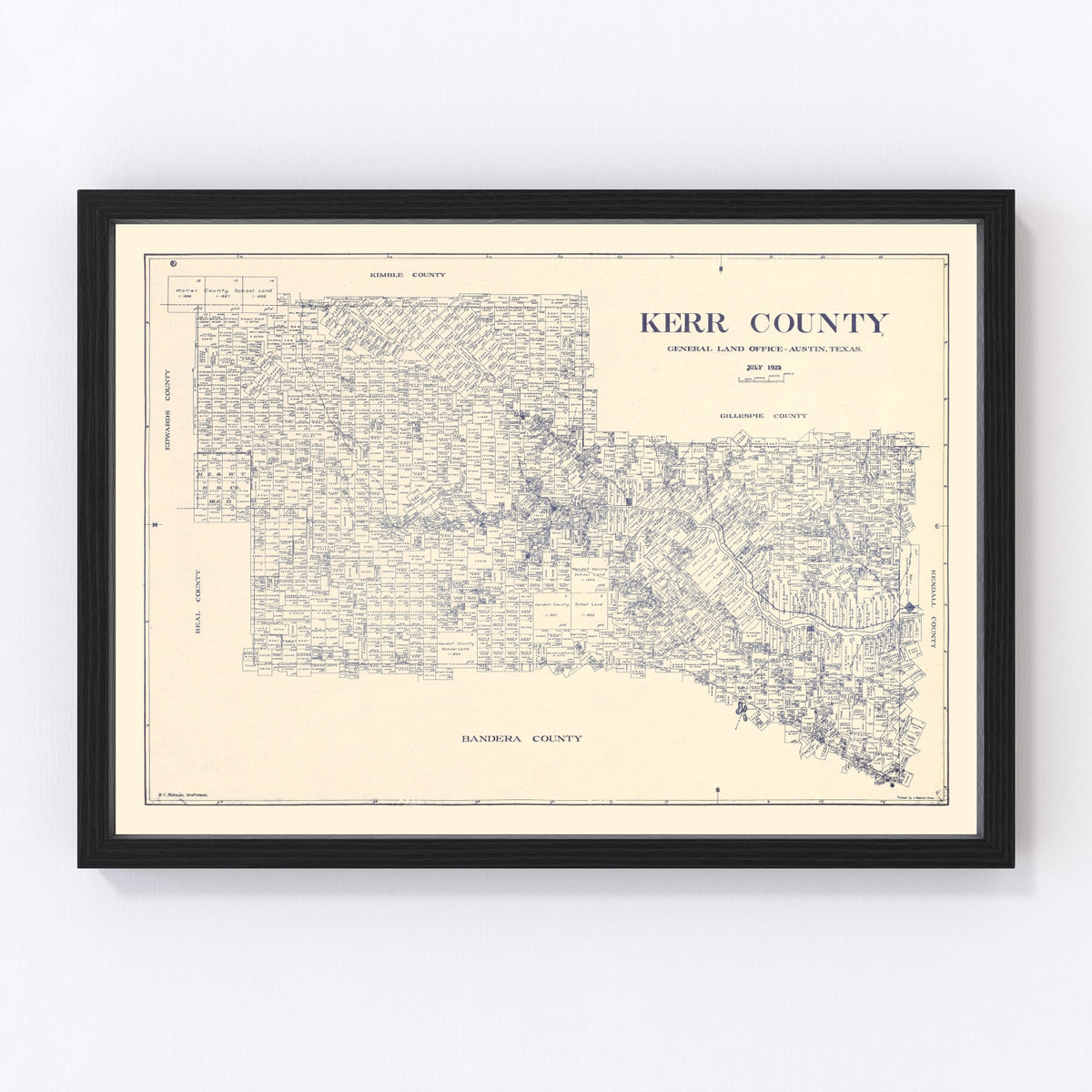 Kerr County Vintage Map 1923