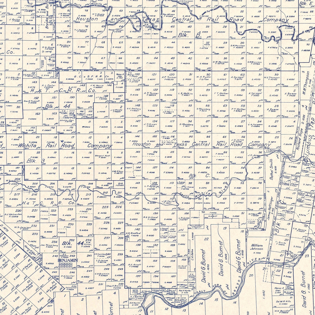 Restored historic details from the 1923 county map of Knox County, Texas