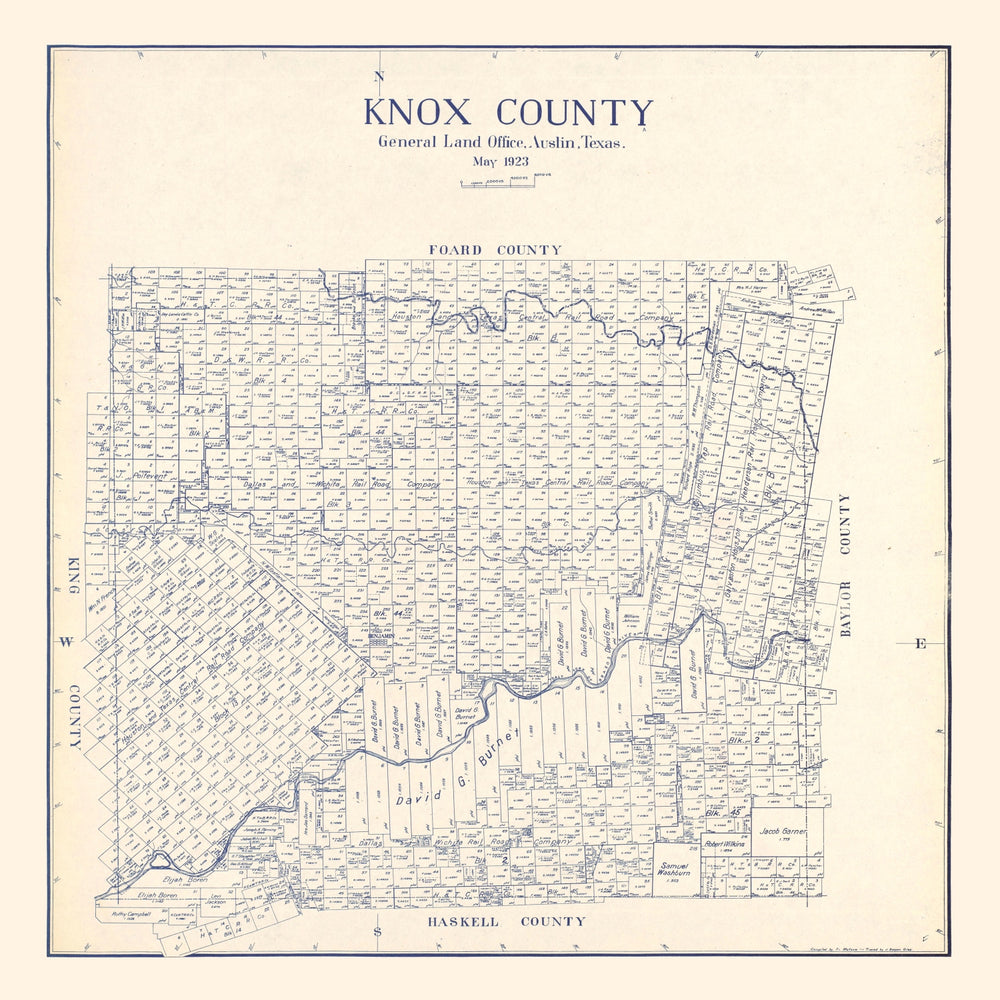 Vintage Map of Knox County, Texas 1923 print style example