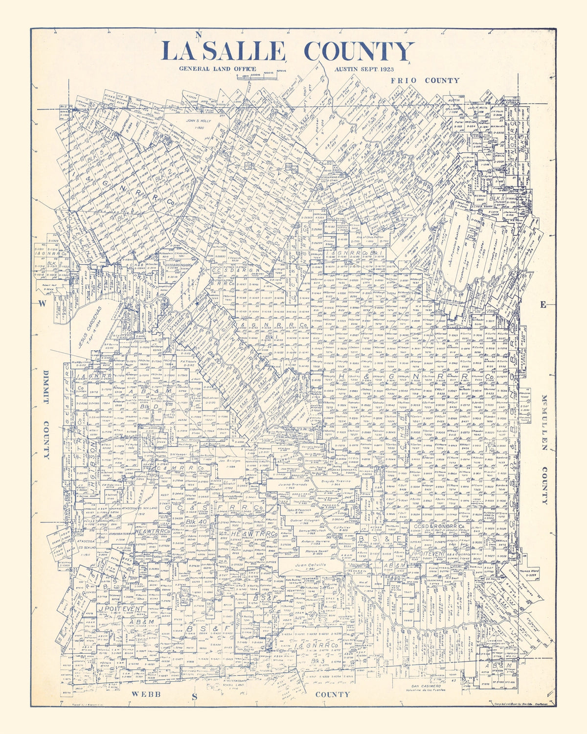 Preview of Vintage Map of La Salle County, Texas 1923