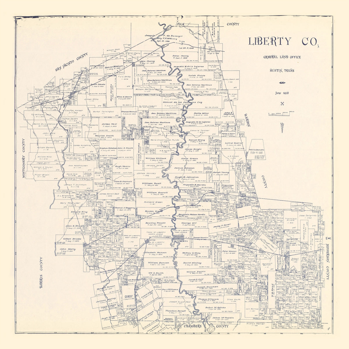 Preview of Vintage Map of Liberty County, Texas 1926