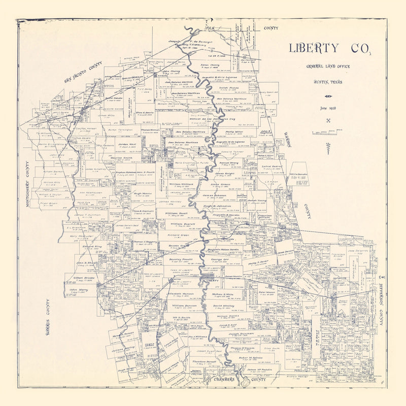 Size comparison using Vintage Map of Liberty County, Texas 1926