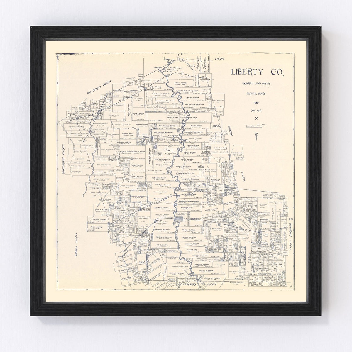 Liberty County Vintage Map 1926